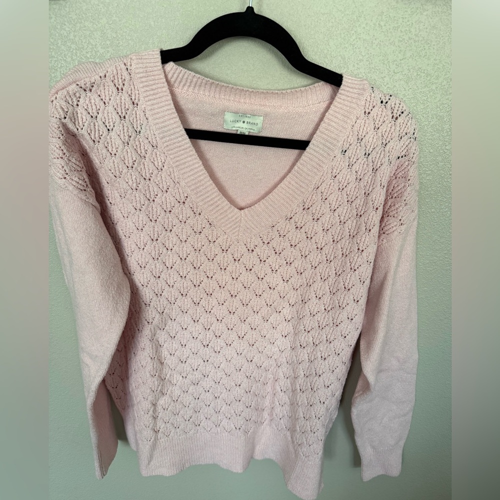 Lucky Brand Light Pink V-Neck Sweater